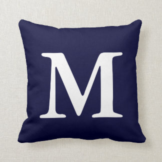 Navy Blue White Mit Monogramm m Throw Kissen