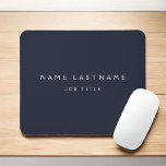 Navy Blue White Modern Elegant Beruflich Classy Mousepad<br><div class="desc">Custom Luxury Führungskraft Navy Blue und White Minimalistisch Business Mousepad (Mouse Pad) mit weißen Schriftzeichen für die mit Monogramm fügen Sie Ihren eigenen Namen und Beruf oder Job Titel. Die Business Beruflich Name Plate kann mit Ihrem Namen und Jobtitel angepasst werden. Bitte kontaktieren Sie den Designer, um passende Artikel zu...</div>