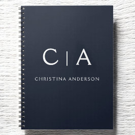 Navy Blue White Modern Elegant Beruflich Classy Notizblock