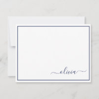 Navy Blue White Modern Script Giron Monogram Name