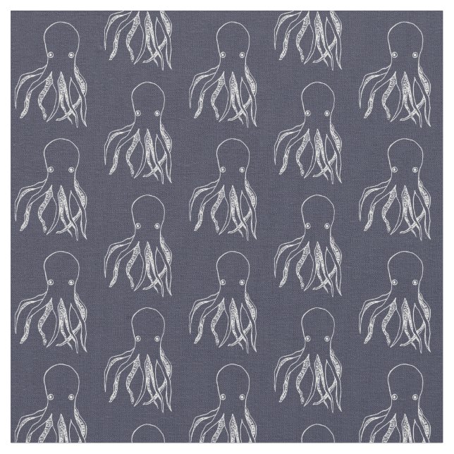 Navy Blue & White Octopus Muster Stoff (Nahaufnahme)
