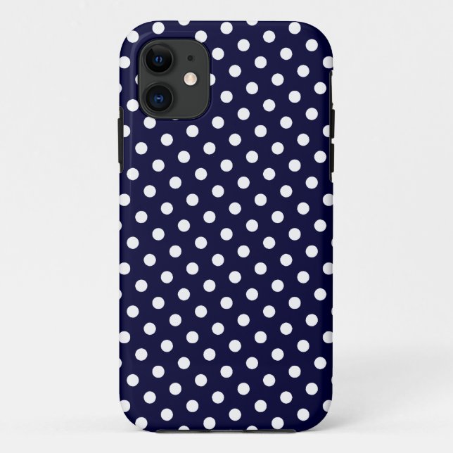 Navy Blue & White Polka Dot Pattern iPhone 5 Fall Case-Mate iPhone Hülle (Rückseite)