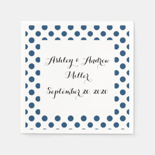 Navy Blue White Polka Dots Muster Serviette