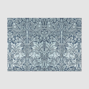 Navy Blue White Rabbit William Morris Seidenpapier