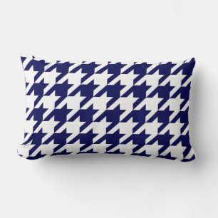 Navy Blue White Ridge Hahnentrittmuster Lendenkissen