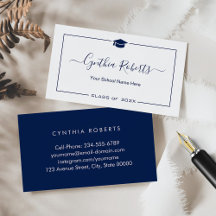 Navy Blue White Script Abschluss