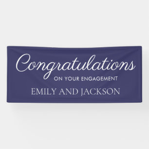 Navy Blue White Script-Verlobung Banner