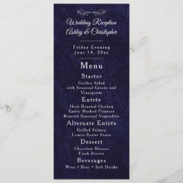 Navy Blue White Script Wedding Reception Menükarte