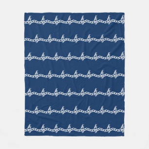 Navy Blue White Segel Wellenmuster Fleece