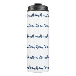 Navy Blue White Segel Wellenmuster Therma Thermosbecher