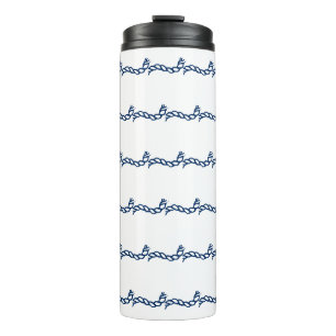 Navy Blue White Segel Wellenmuster Therma Thermosbecher