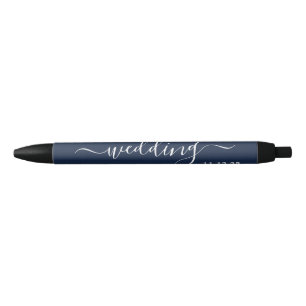 Navy Blue & White Simple Script-Gastgeschenk Hochz Kugelschreiber