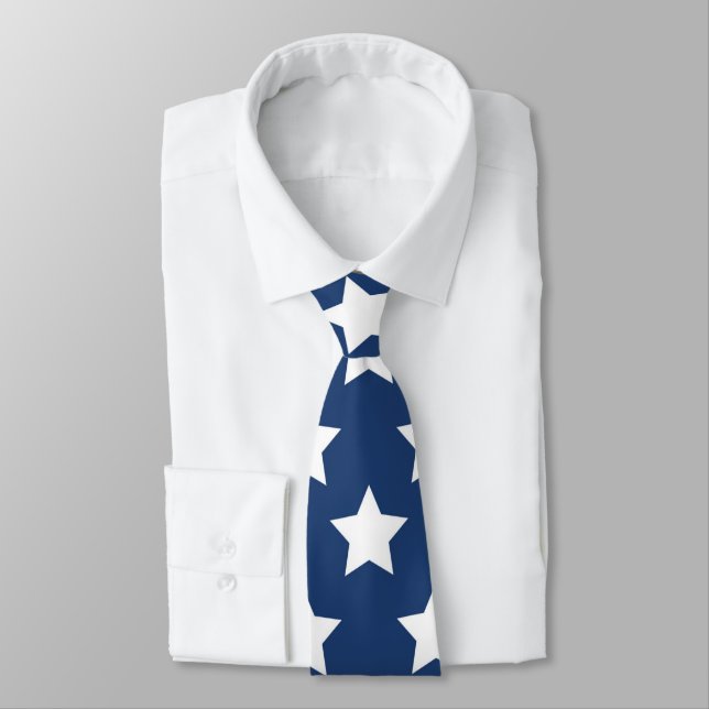 Navy Blue & White Stars Retro Neck Tie Krawatte (Gebunden)