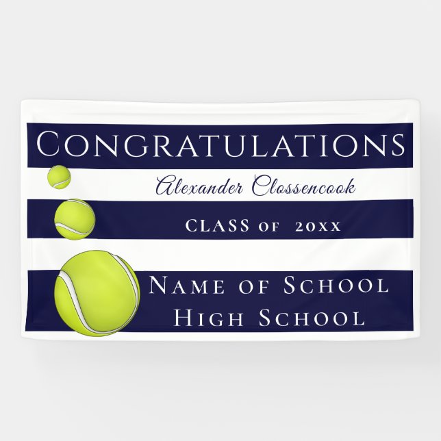 Navy Blue White Strike Football Abschluss Banner (Horizontal)