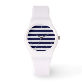 Navy Blue/White Stripe Armbanduhr