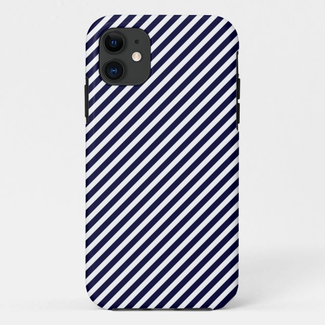 Navy Blue & White Striped iPhone 5 Coque (Dos)