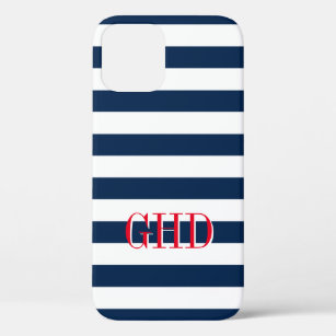 Navy-Blue-White-Stripes-individuelle Name Case-Mate iPhone Hülle