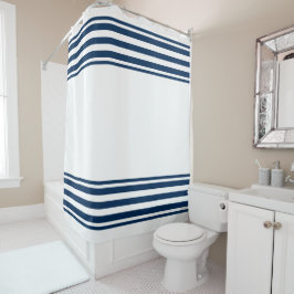 Navy Blue White Stripes Shower Curtain Nautical Duschvorhang