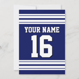 Navy Blue White Team Jersey Name Einladung