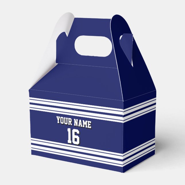Navy Blue White Team Jersey Name Geschenkschachtel (Vorderseite)