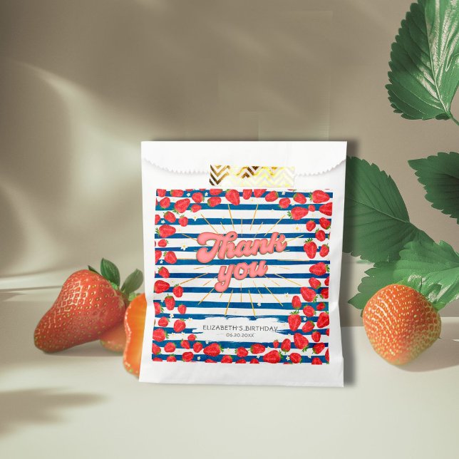 Navy Blue White Vielen Dank Red Strawberry Party Geschenktütchen (Von Creator hochgeladen)