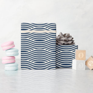 Navy Blue & White Wavy Muster Geschenkpapier