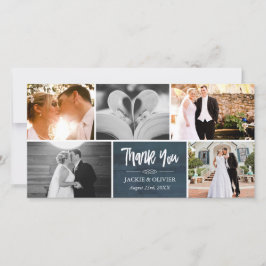 Navy Blue & White Wedding Foto Collage Vielen Dank Dankeskarte