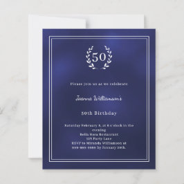 Navy blue white wreath elegant birthday invitation