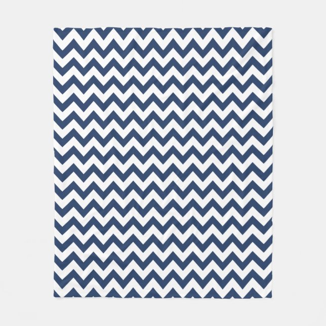 Navy Blue White Zickzack Pattern Fleece Blanket (Vorderseite)