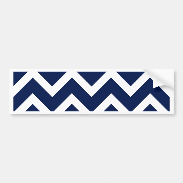 Navy Blue & White Zickzack Zigzag Muster Autoaufkleber (Vorne)