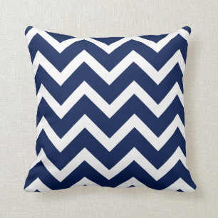 Navy Blue & White Zickzack Zigzag Muster Kissen