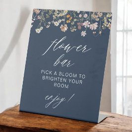 Navy Blue Wildblume Brautparty Blume Bar Sockelschild