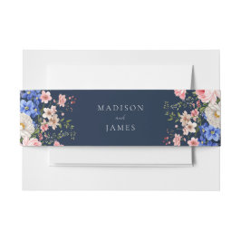 Navy Blue Wildflower Floral Wedding Einladungsbanderole