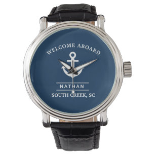 Navy Blue Willkommens an benutzerdefinierten Monog Armbanduhr