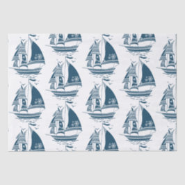 Navy-Blue Wind Segelboot Muster Seidenpapier