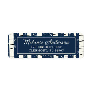 Navy Blue Winter Birch Baby Dusche Rücksendeadress