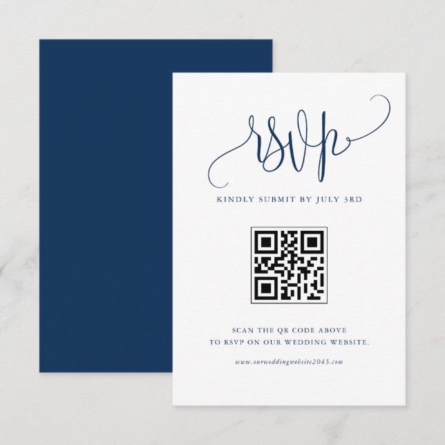 Navy Blue Wir machen moderne kalligraphische Hochz RSVP Karte (Vorne/Hinten)