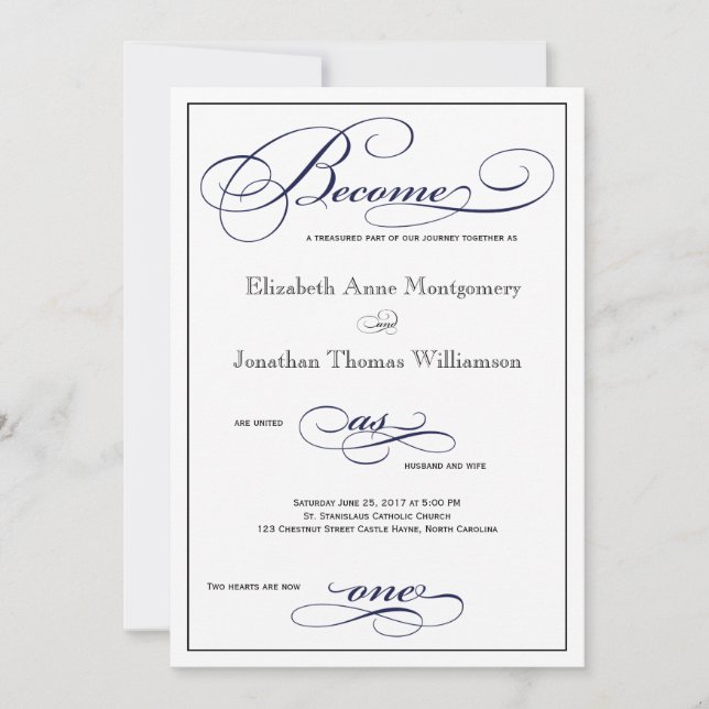 Navy Blue wird zu einer einmaligen Einladung für H (Vorderseite)