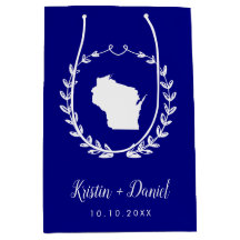 Navy Blue Wisconsin Map Wedding Welcome Swag