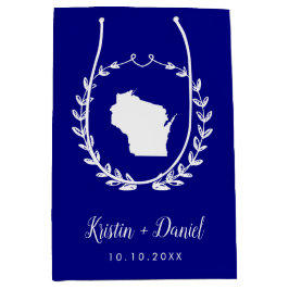 Navy Blue Wisconsin Map Wedding Welcome Swag Mittlere Geschenktüte