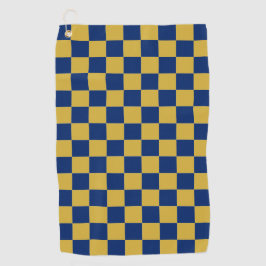 Navy Blue with Metallic Gold Square Pattern Golfhandtuch