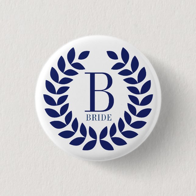 Navy-Blue-Wreath-Monogramm Button (Vorderseite)