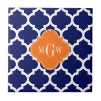 Navy Blue WT Zickzack Pumpkin Quatrefoil 3 Monogra
