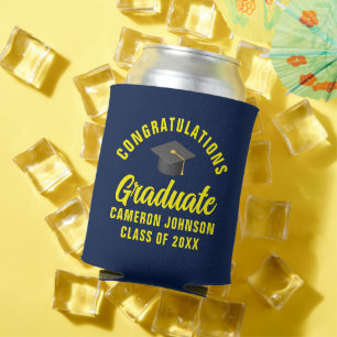 Navy Blue Yellow Custom Graduation Party Dosenkühler
