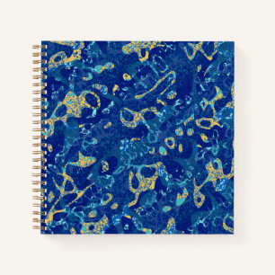 Navy Blue & Yellow Gepunktet Graphic Abstraction Notizbuch