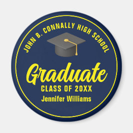 Navy Blue Yellow Graduate Custom Graduate Party Magnet