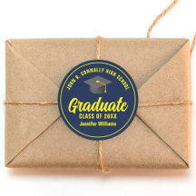 Navy Blue Yellow Graduate Custom Graduate Party