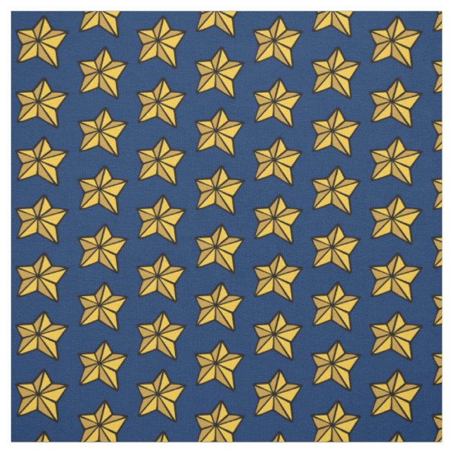Navy Blue Yellow Nautical Star Fabric von Yard Stoff (Muster)
