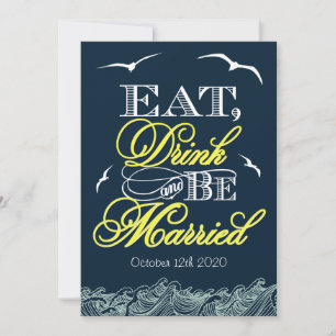 Navy Blue & Yellow Nautical Wedding Einladungen