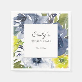 Navy Blue Yellow White Floral Brautparty Serviette